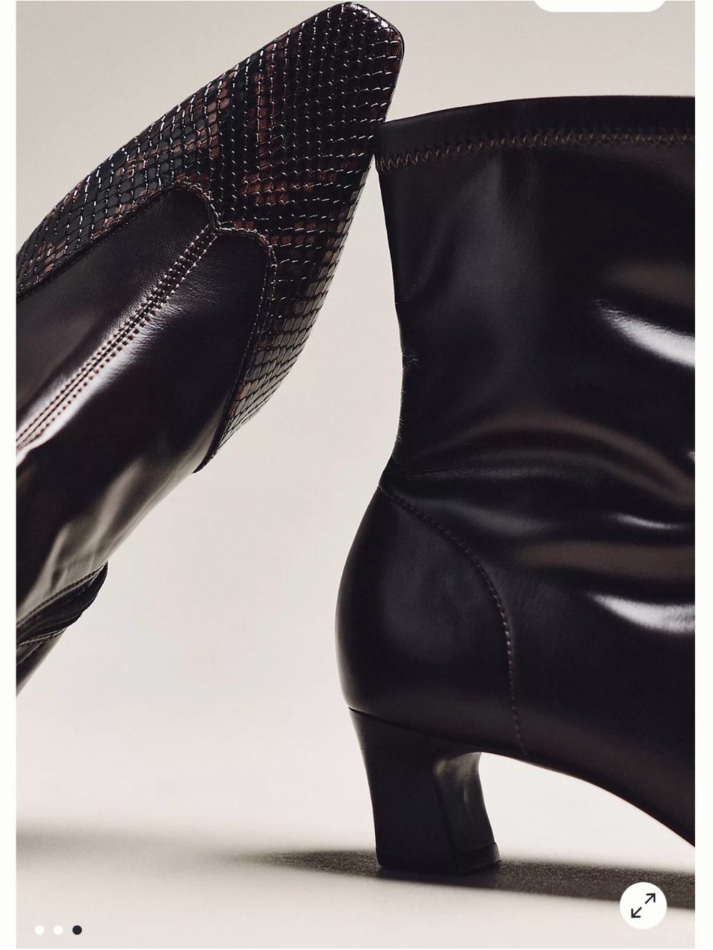 ✨ Anthropologie Maeve Pointed Toe Snakeskin Cap-Toe Stretch Ankle Booties ✨ - Picture 5 of 12